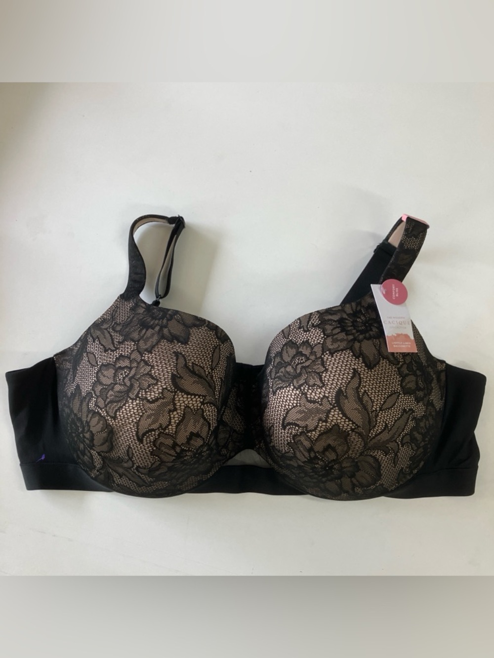 Cacique NWT underwire bra with light padding size 54DD.  Black Lace